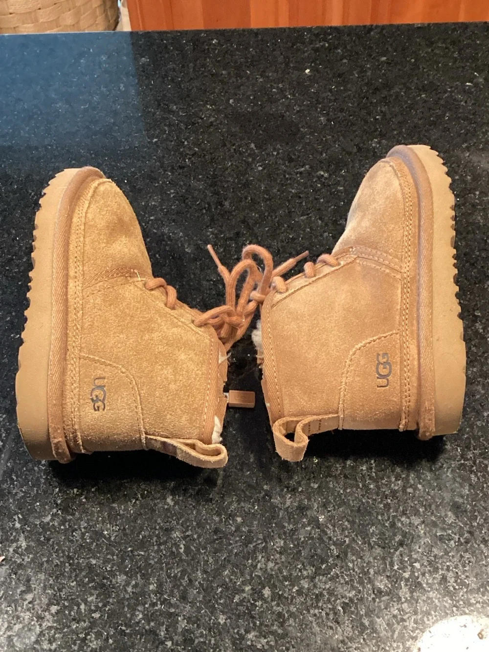 UGG Kids Chestnut Suede Shearling Ankle Boots